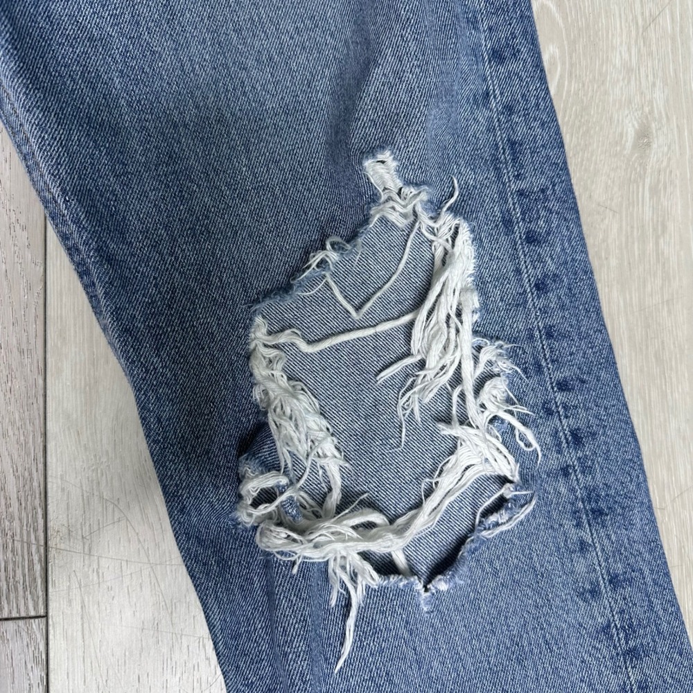 Agolde Riley high rise straight leg crop Jean denim classic distressed size 26 - Picture 7 of 13